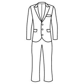 Three button peak lapel suit black and white clipart