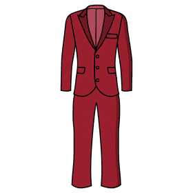 Three button peak lapel suit clipart