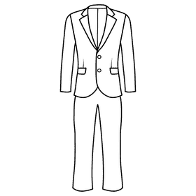 Two button notch lapel suit black and white clipart