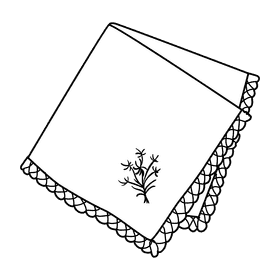 Lace outline handkerchief black and white clipart