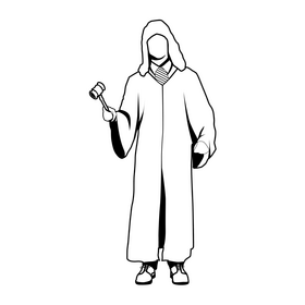 Lawyer, judge drawing black and white clipart