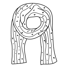 Grey scarf black and white clipart