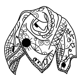 Teal scarf black and white clipart