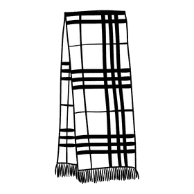 Yellow stripe purple scarf black and white clipart