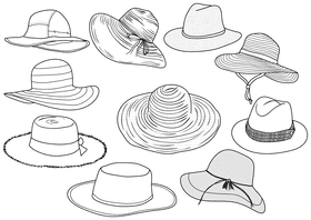 Sunhat black and white vector
