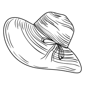 Floppy sunhat black and white clipart