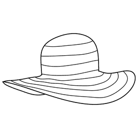 Red and white stripe sunhat black and white clipart