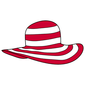Red and white stripe sunhat clipart