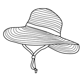 Red sunhat black and white clipart