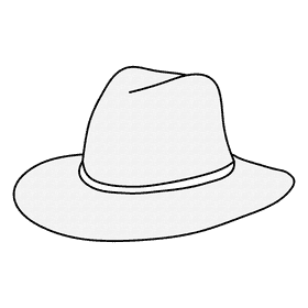 Straw sunhat black and white clipart