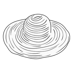 Wide brim pink sunhat black and white clipart