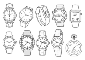 Watch black and white vector