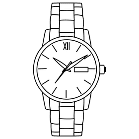 Automatic watch black and white clipart