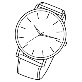 Classic watch black and white clipart