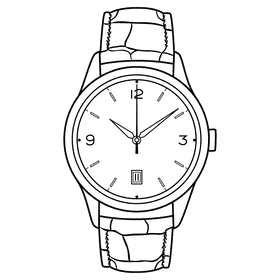Dress watch black and white clipart