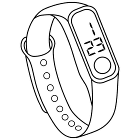 LED digital watch black and white clipart