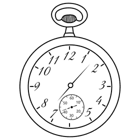 Pocket watch black and white clipart