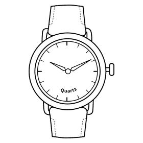 Quartz watch black and white clipart