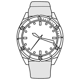 Scuba dive watch black and white clipart