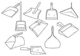 Dustpan black and white vector