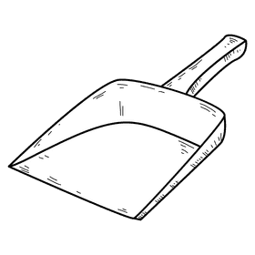 Blue dustpan black and white clipart