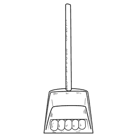Green dustpan black and white clipart