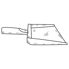 Wodden handle dustpan black and white clipart