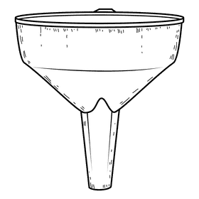 Cooking oil funnel black and white clipart