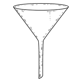 Glass funnel black and white clipart