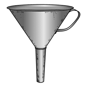 Silver funnel with handle clipart