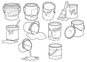 Paint bucket black and white vector
