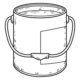 Blue paint bucket black and white clipart