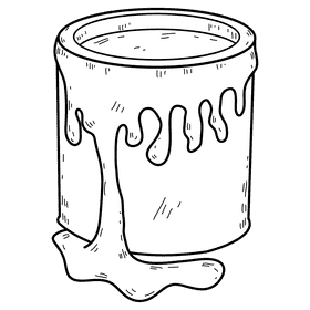 Brown paint bucket black and white clipart
