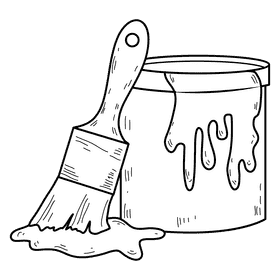 Green paint bucket black and white clipart