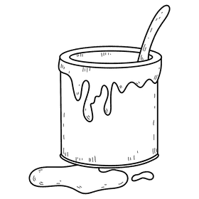 Orange paint bucket black and white clipart