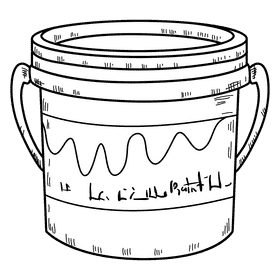 Red paint bucket black and white clipart