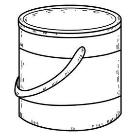 White paint bucket black and white clipart