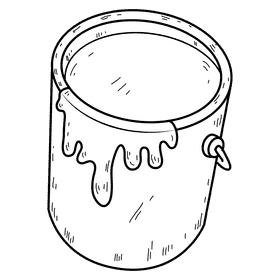 Yellow paint bucket black and white clipart