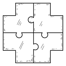 Cross puzzle black and white clipart