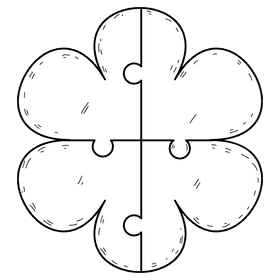 Flower puzzle black and white clipart