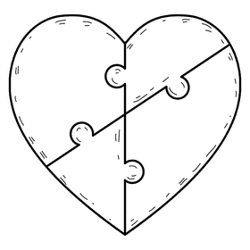Heart puzzle black and white clipart