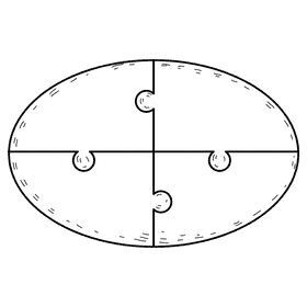 Oval puzzle black and white clipart