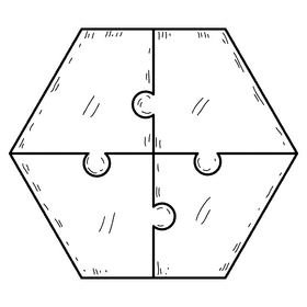 Polygon puzzle black and white clipart