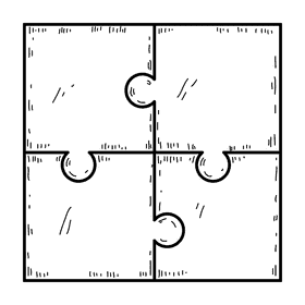 Square puzzle black and white clipart