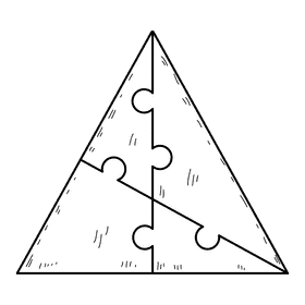 Trangle puzzle black and white clipart
