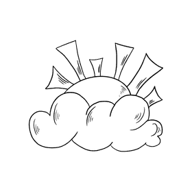 Climate cloudy and sunny day black and white clipart