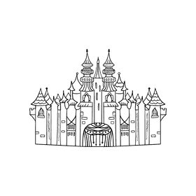 Disney castle black and white clipart