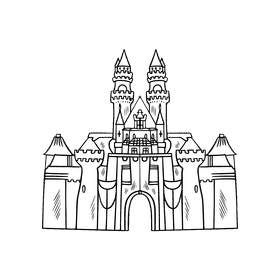 Disney castle black and white clipart