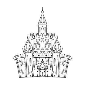 Disney castle black and white clipart