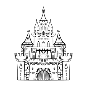 Disney castle black and white clipart